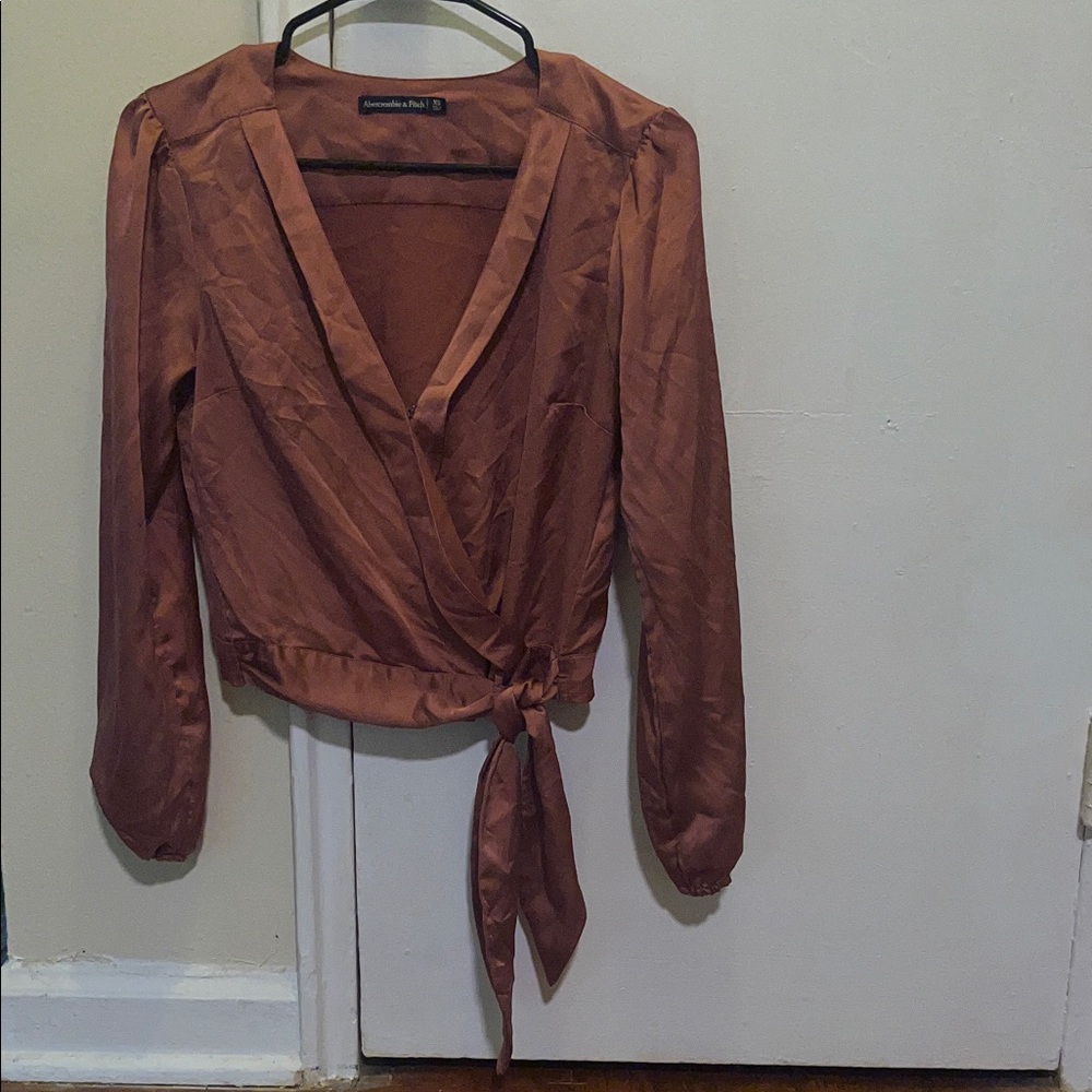 Elegant Brown Wrap Top XS Abercrombie